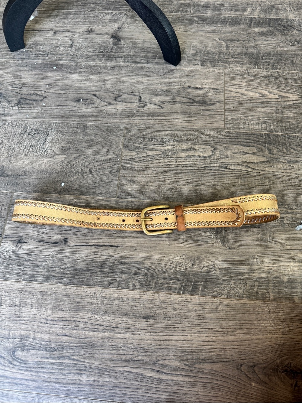 Nine West Tan Braided Leather Belt with Brass Buckle - Picture 4 of 7